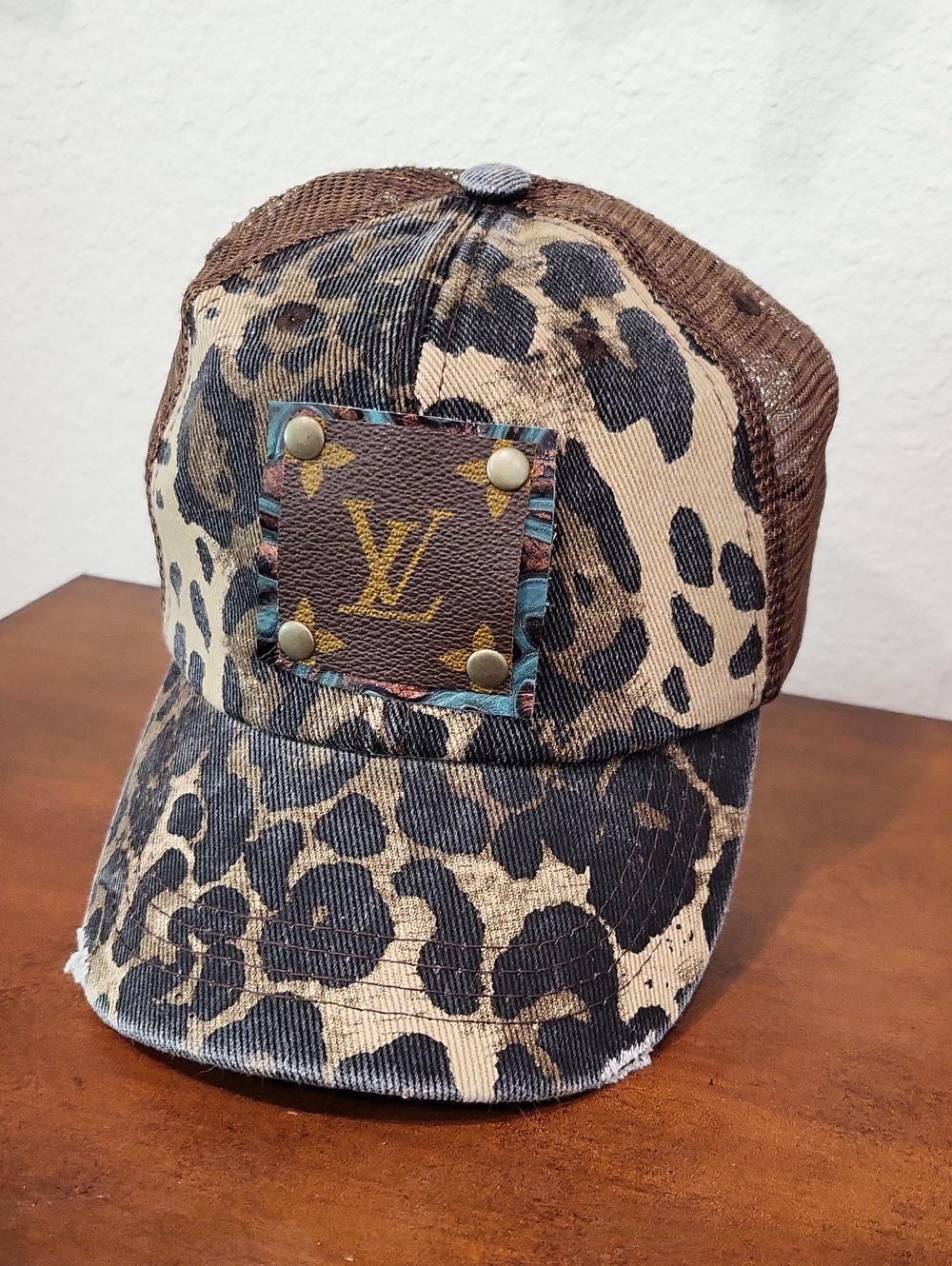 Upcycled Luxury leopard Ballcap Hat